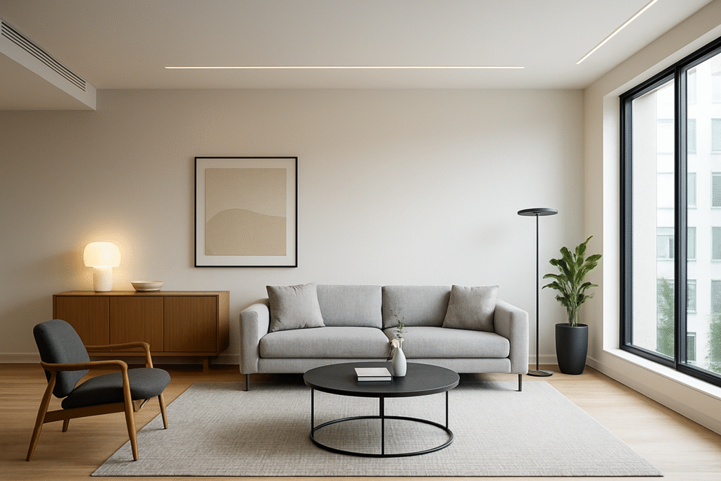 Modern living room interior by V3 Interior Contractors Delhi