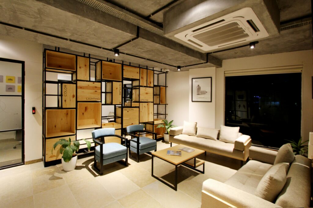 modern office lounge interior by V3 Interior Contractors