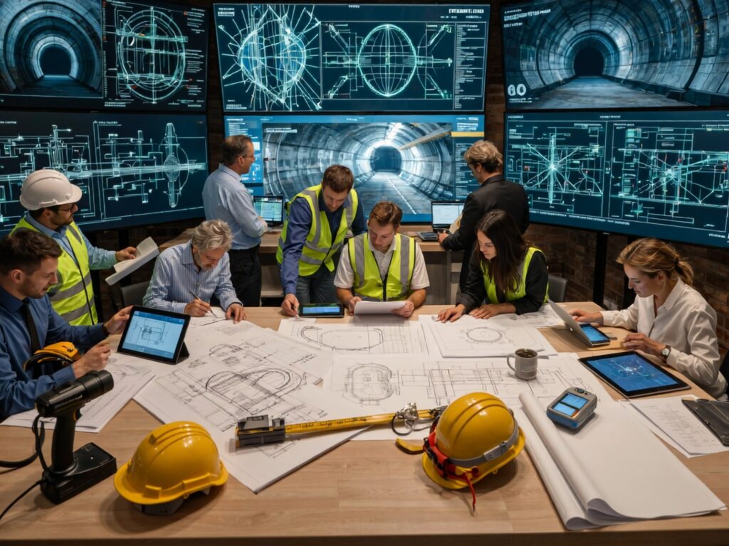 Engineers performing structural and tunnel retrofitting to enhance durability and safety